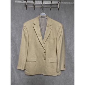 Chaps Blazer Men 44R Ivory Linen Blend 2B Flannel Sport Coat Ralph Lauren Luxury